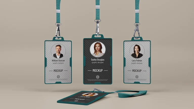 mockup template blank id card badges 3