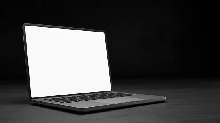 modern laptop mockup template on dark black background