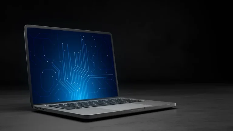 modern laptop mockup template on dark black background