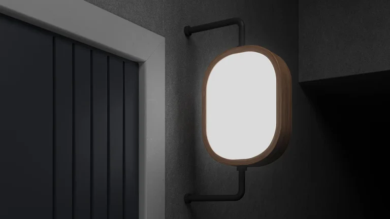 wall mounted oval sign mockup