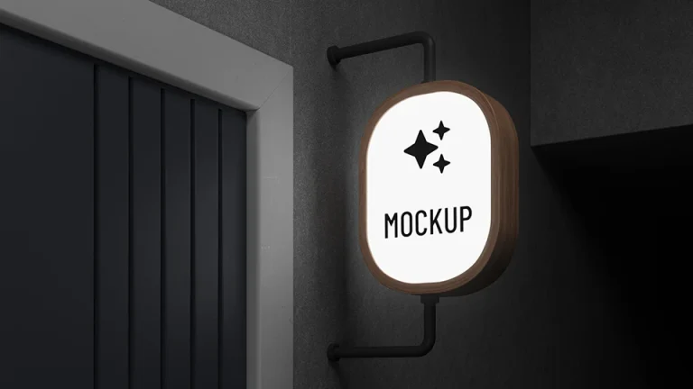 wall mounted oval sign mockup